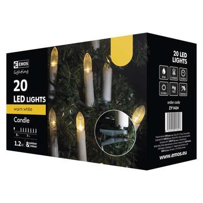 LED vánoční řetěz – svíčky, 7m, WW, IP44 - 7